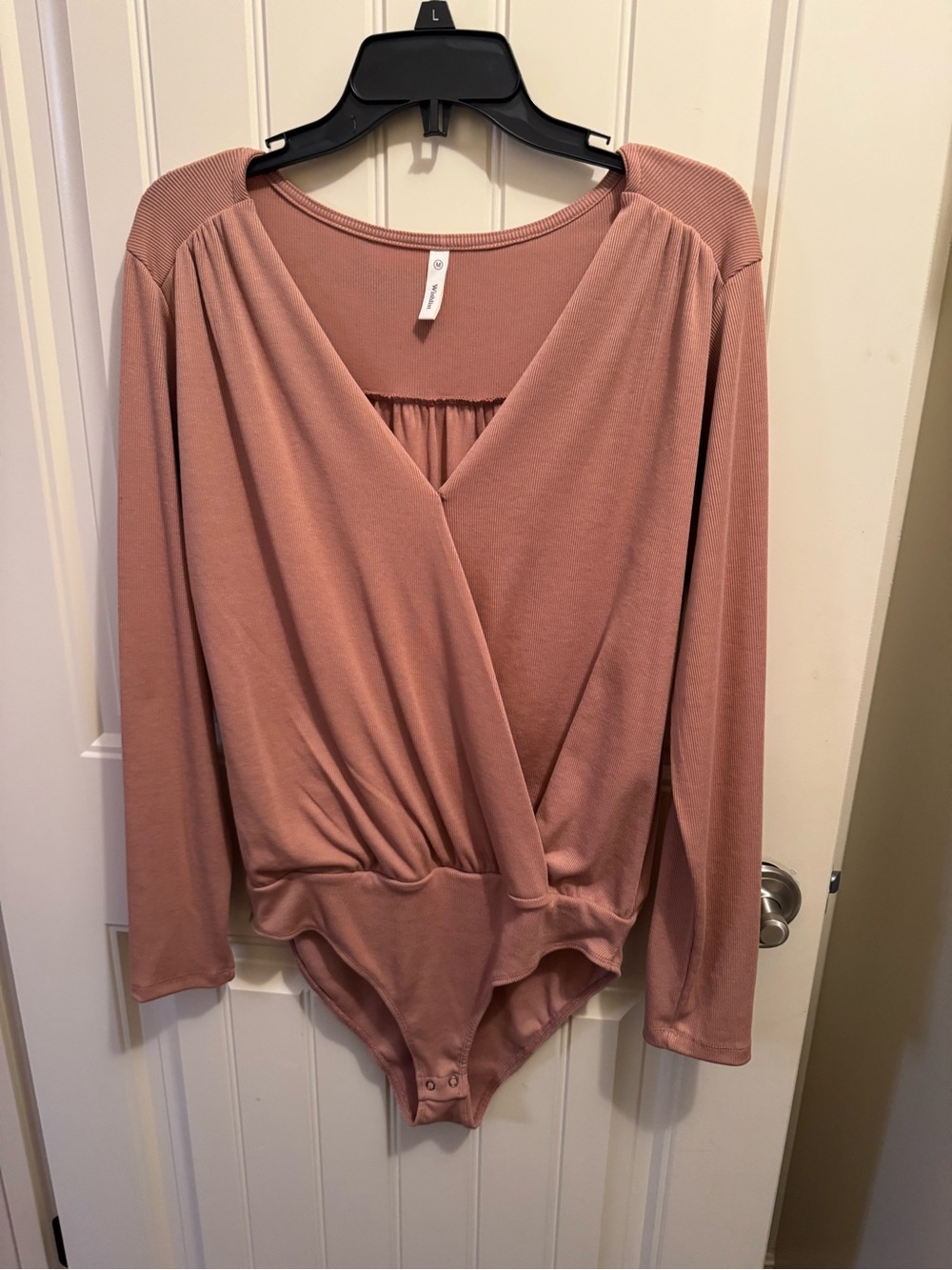 Wishlist Mauve Wrap-Front Long Sleeve Bodysuit